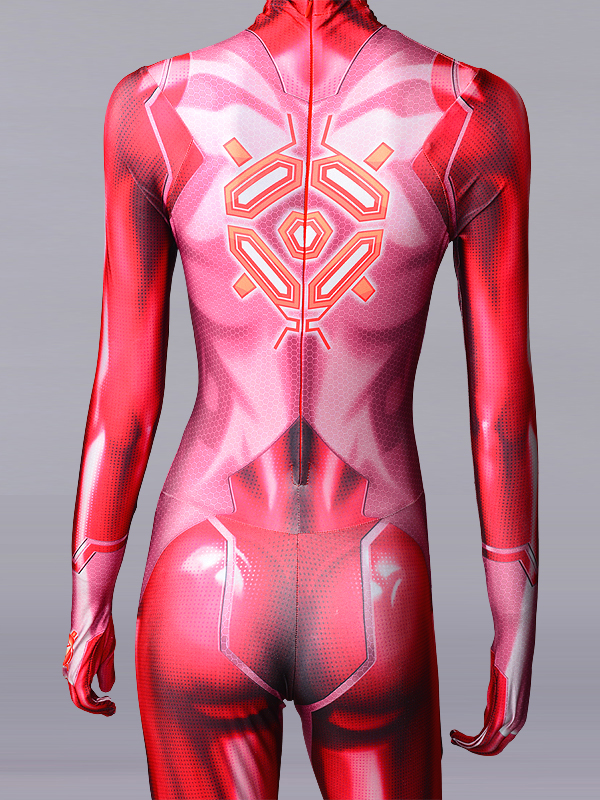 3D Printed Girl Samus Zero Costume Red Color Cosplay Bodysuit