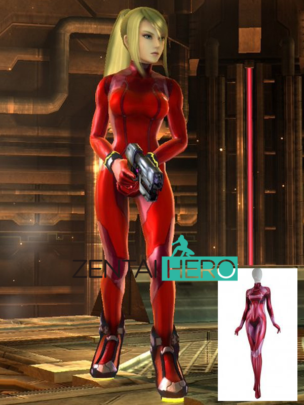 3D Printed Samus Zero Costume Red Metroid Girl Cosplay Suit