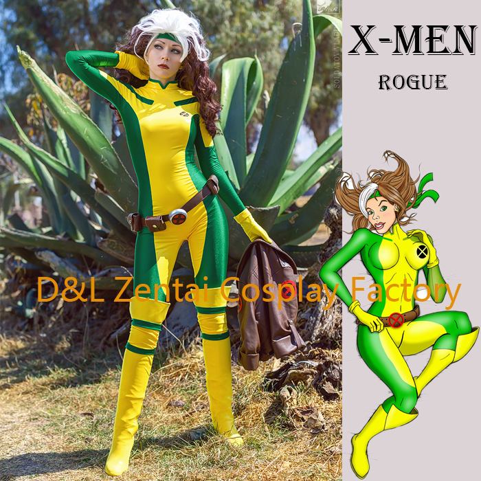 X-Men Rogue Yellow And Green Lycra Superhero Costume