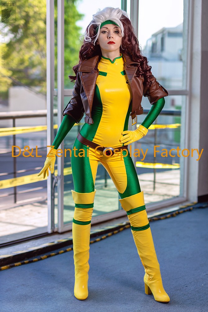 X-Men Rogue Yellow And Green Lycra Superhero Costume
