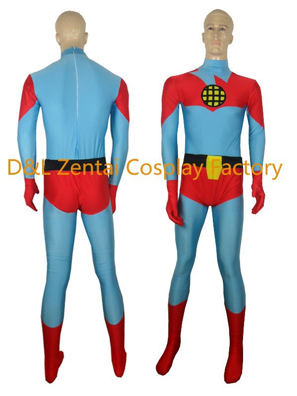 Blue and Red Captain Planet and the Planeteers Lycra Suit