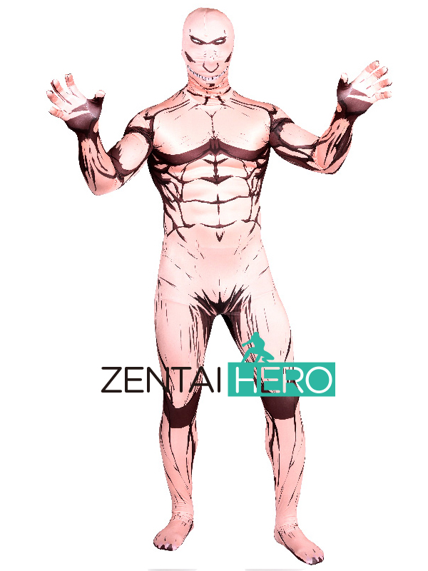 Printing Muscle Man Lycra Zentai Attack on Titan Alan Costume