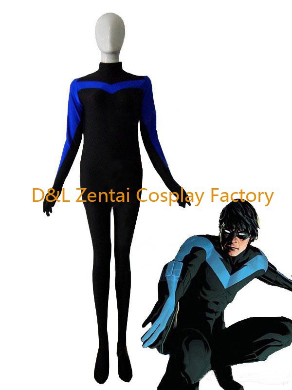 Black And Blue Nightwing Spandex Superhero Costumes