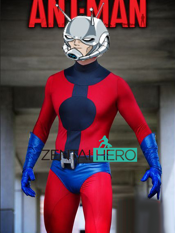 Navy Blue And Red Spandex Ant-Man Superhero Costume