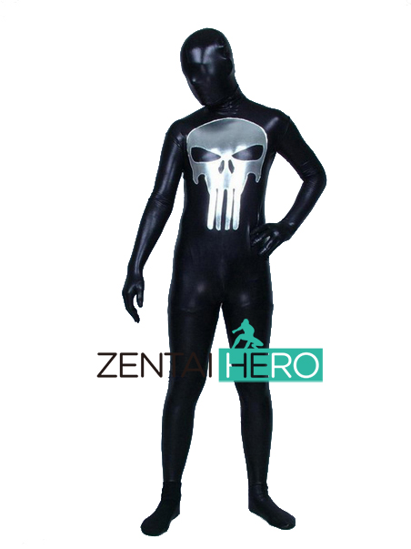 Punisher Black Shiny Superhero Costume