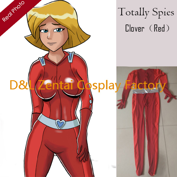 Sexy Women Totally Spies Costume Clover Red Lycra Catsuit