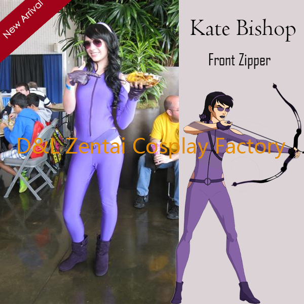 Women Kate Bishop Purple Lycra Spandex Superhero Costumes