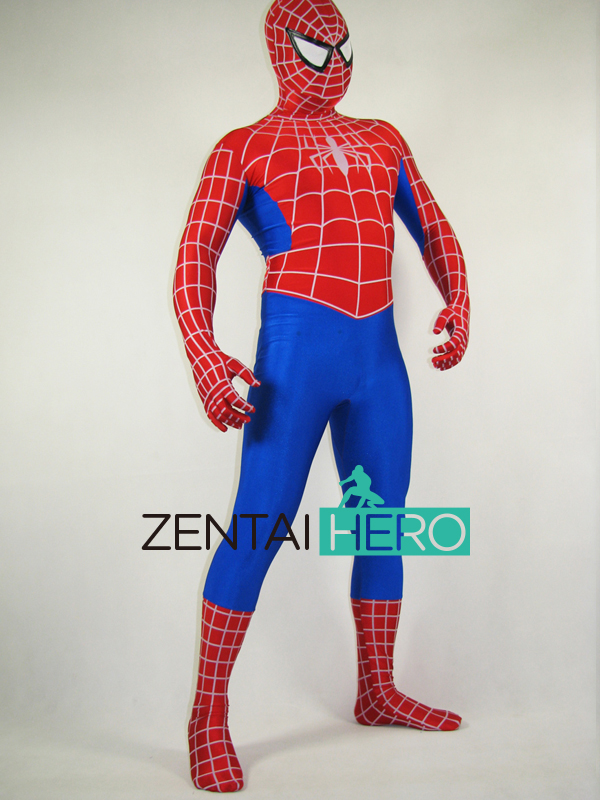 Classic Blue & Red White Stripe Spiderman Costume