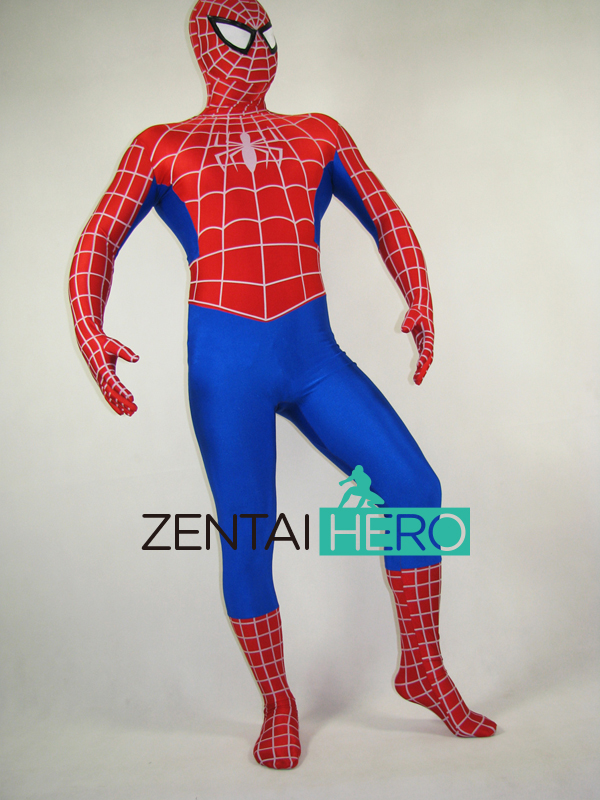Classic Blue & Red White Stripe Spiderman Costume