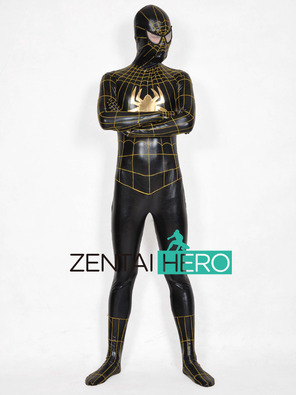 Black & Gold Shiny Metallic Spiderman Costume