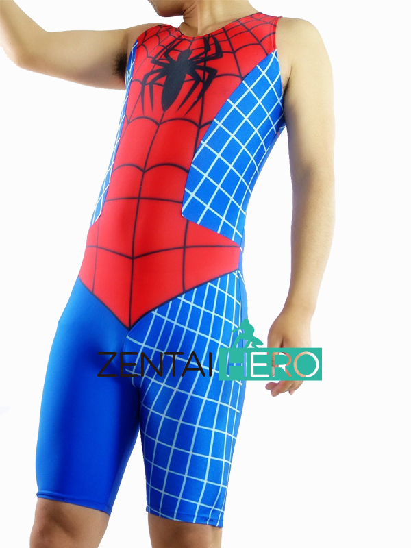 Sleeveless Lycra Spandex Spiderman Zentai Suit