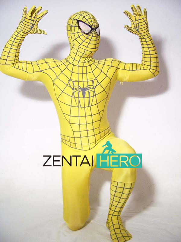 Yellow And Black Stripes Spiderman Costume