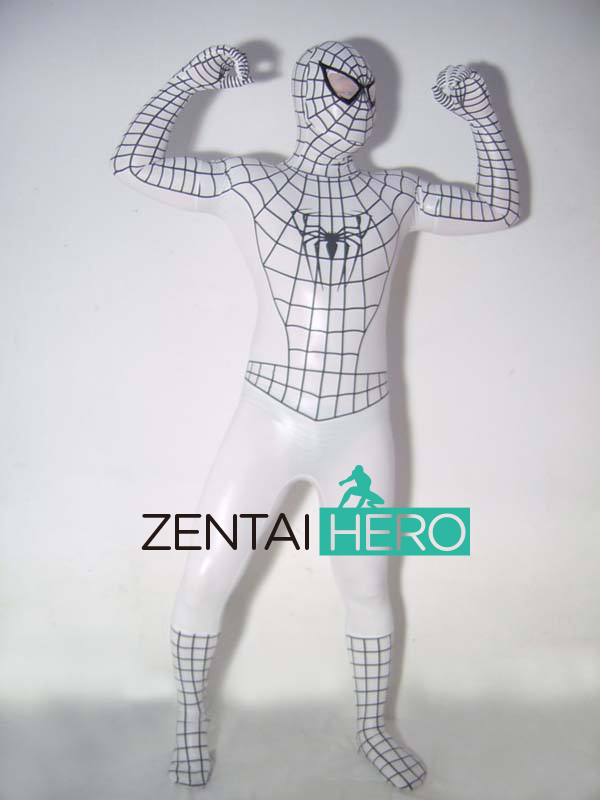 White Lycra Spandex Spiderman Superhero Costume