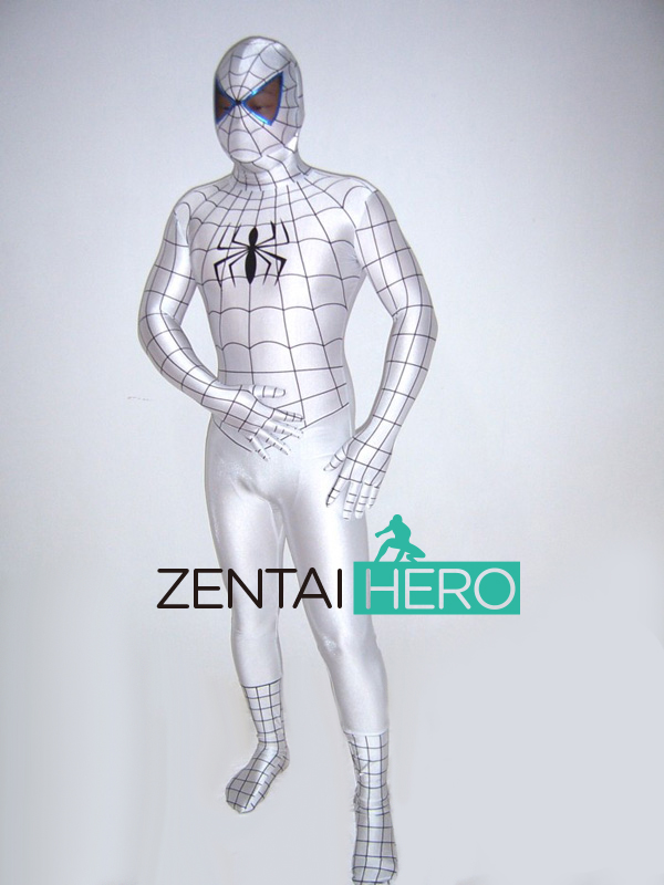 White Spiderman Costume With Blue Eyes