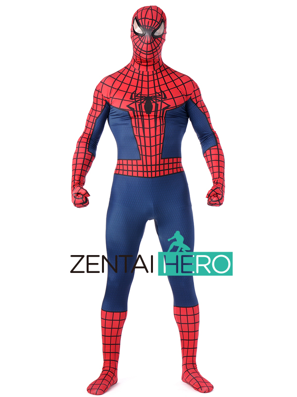Printing Red And Navy Blue Spiderman Morph Suit