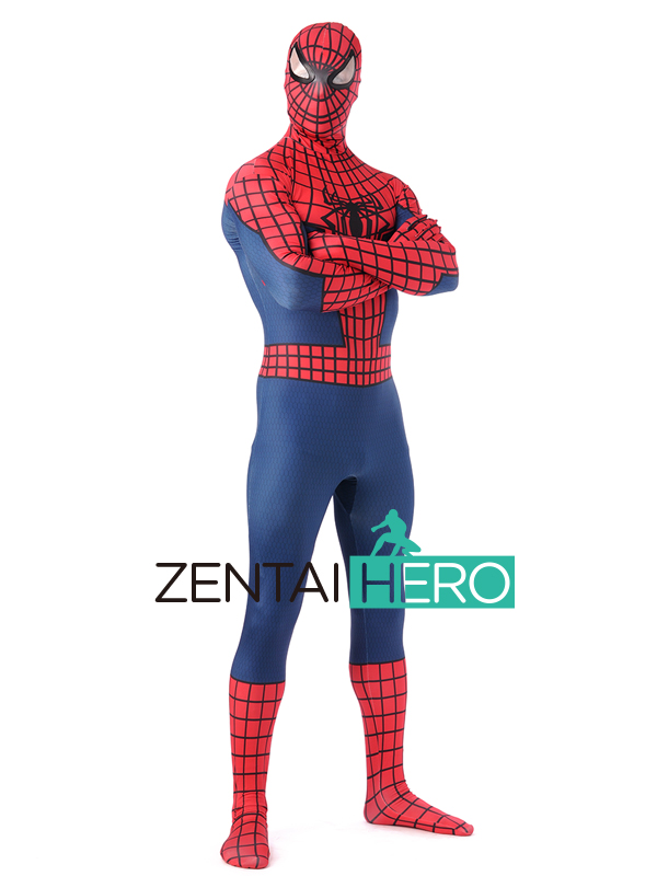 Printing Red And Navy Blue Spiderman Morph Suit