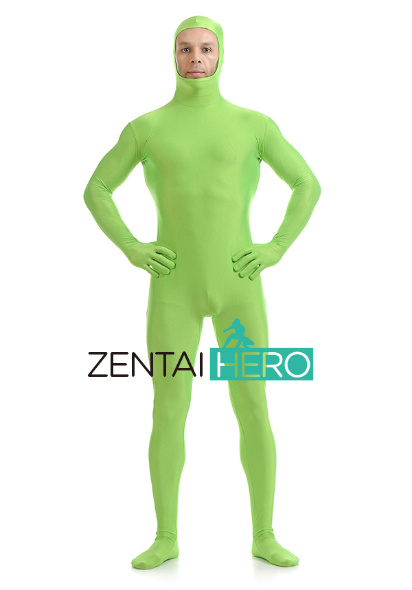 Green Color Open Face Lycra Spandex Zentai Suit