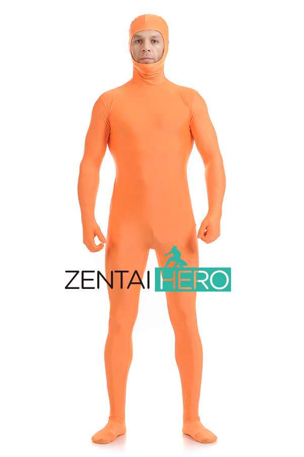 Orange Lycra Bodysuit With Face Open