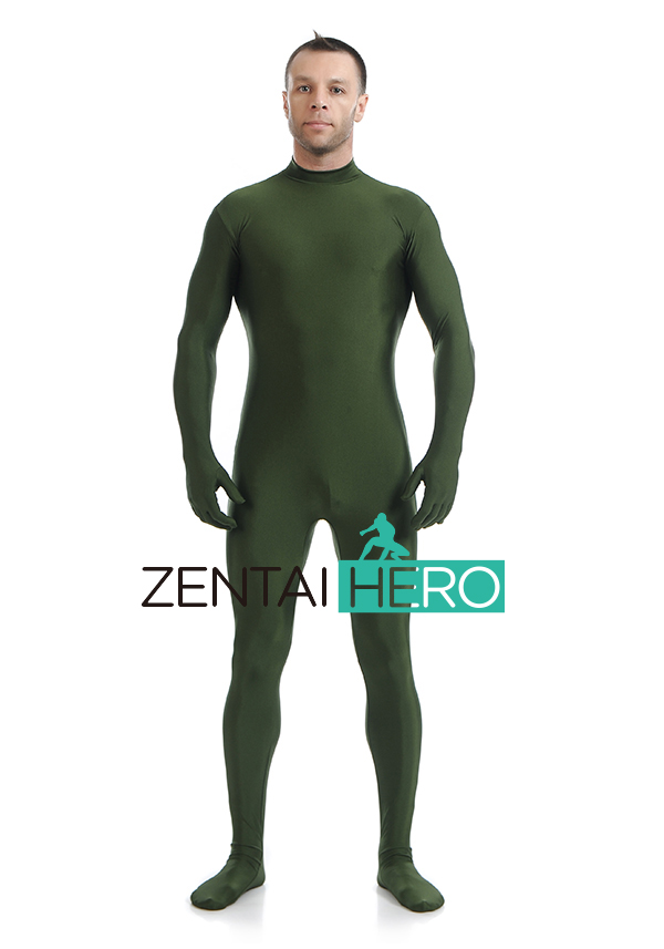 Army Green Lycra Spandex Zentai Catsuit without Hood