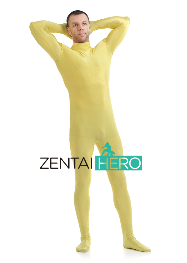 New Yellow Lycra Spandex Zentai Catsuit For Men