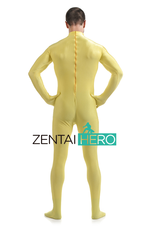 New Yellow Lycra Spandex Zentai Catsuit For Men