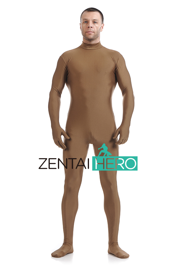 Brown Male Lycra Spandex Zentai Suit Without Hood