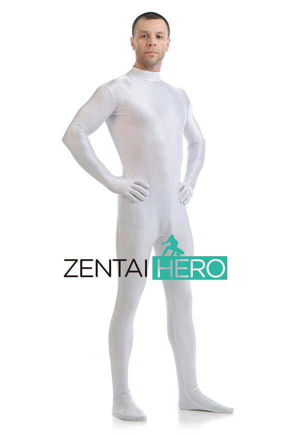 White Color Spandex Zentai Body Catsuits For Men
