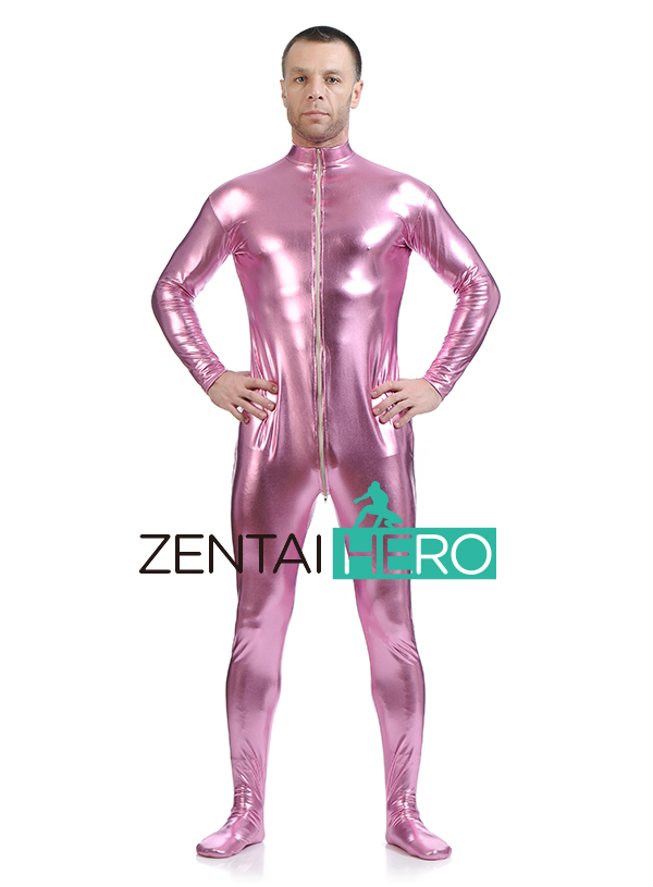 New Pink Color Shiny Zentai Catsuit For Halloween