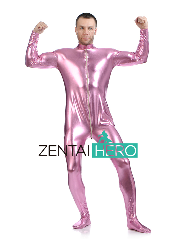 New Pink Color Shiny Zentai Catsuit For Halloween