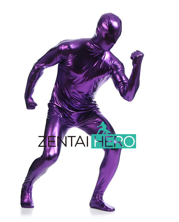 Newest Purple Full Body Shiny Metallic Zentai Suit