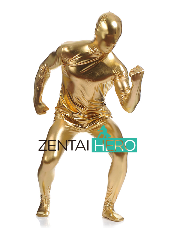 Fashion Gold Shiny Metallic Zentai Bodysuit