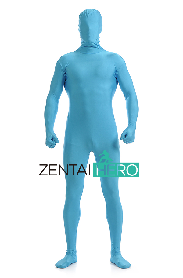 Blue Lycra Spandex Fullbody Cover Zentai Suit