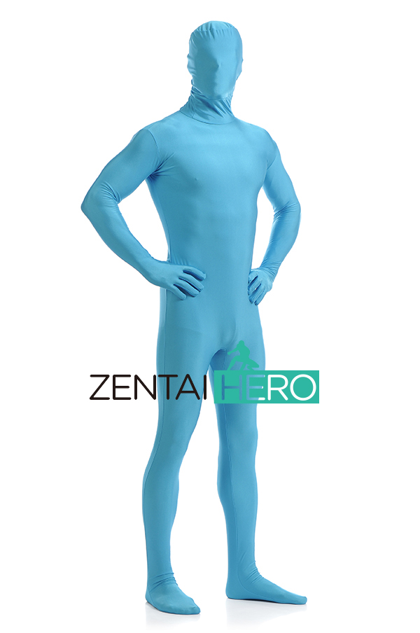 Blue Lycra Spandex Fullbody Cover Zentai Suit