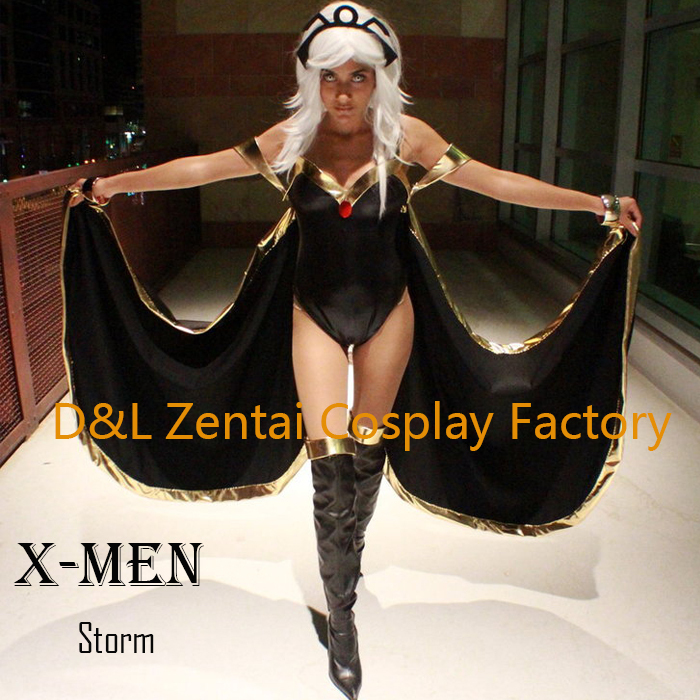 Black Shiny X- Men Storm Ororo Munroe Superhero Costume