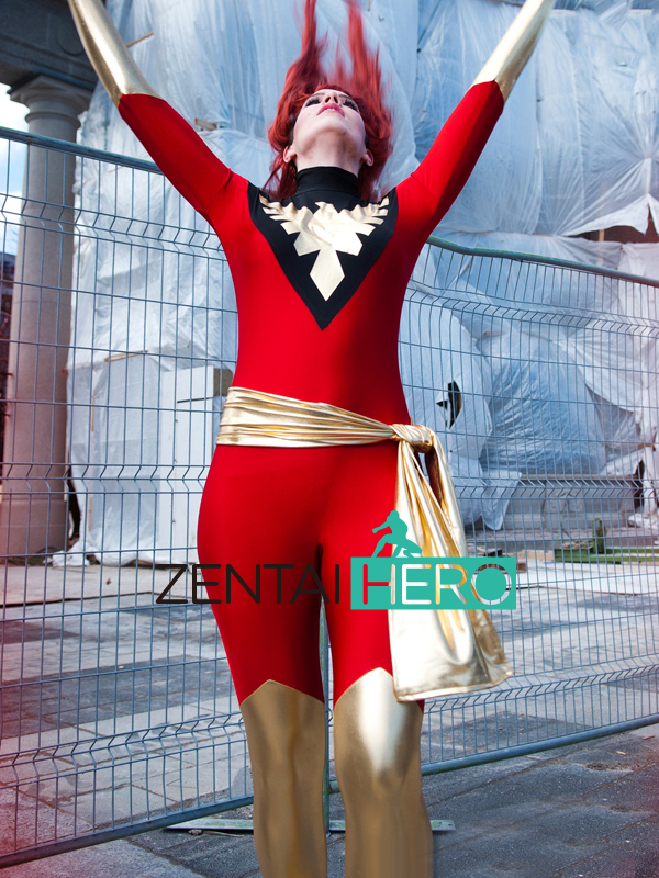 Red X-men Dark Phoenix Lycra Spandex Superhero Costume