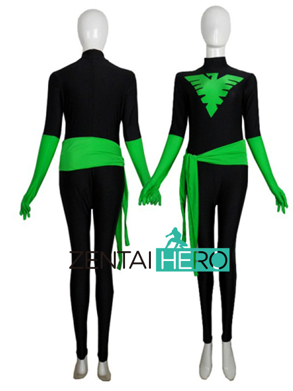 Elastic Lycra Black Green X-men Jean Grey Costume