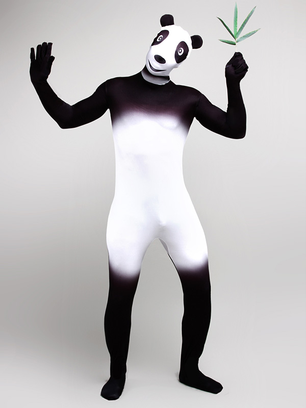 Black Panda Printed Zentai Suits Cosplay Costume Halloween