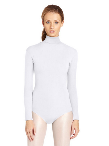White High Neck Spandex Leotard Gym Tights Bodysuit