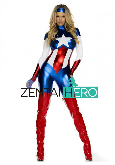 Captain America Costume Halloween Catsuit