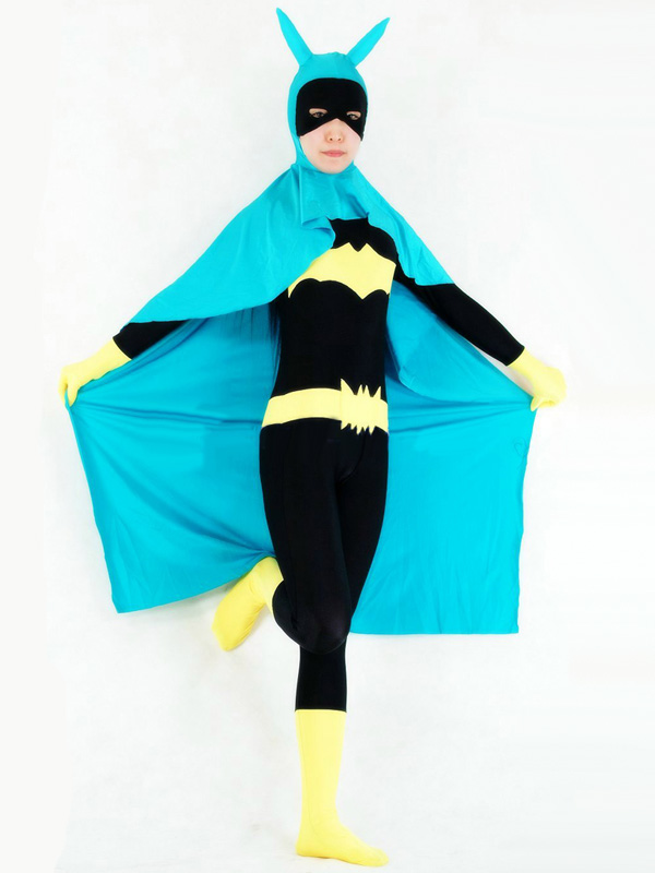 Batman Costume Zentai Batgirl With Blue Cape