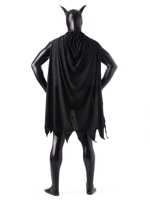 Black Shiny Batman Halloween Costume Male Comic Suit