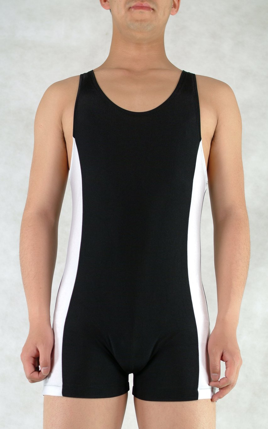 Black White Lycra Gym Suit Leotard