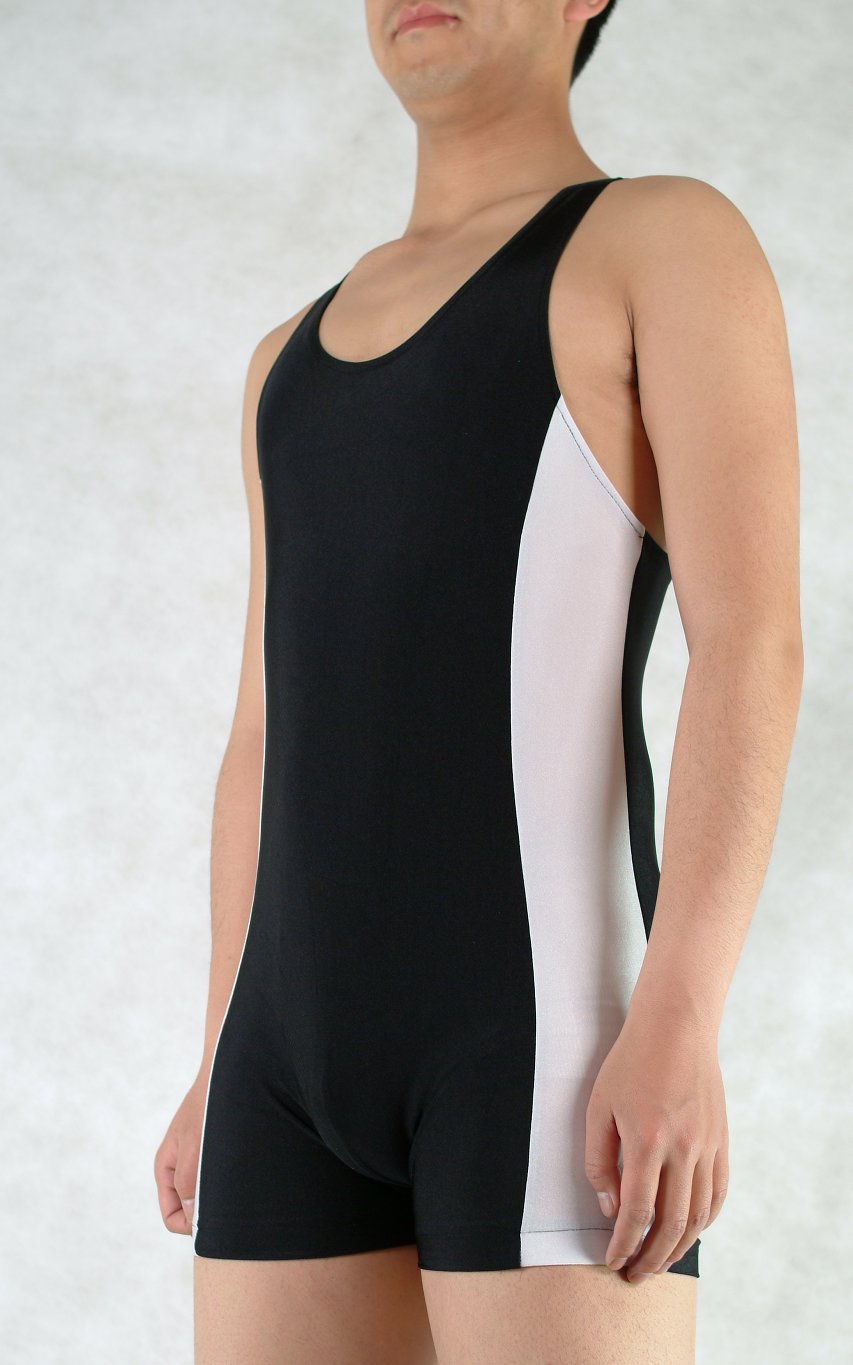 Black White Lycra Gym Suit Leotard