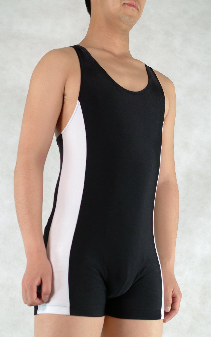 Black White Lycra Gym Suit Leotard