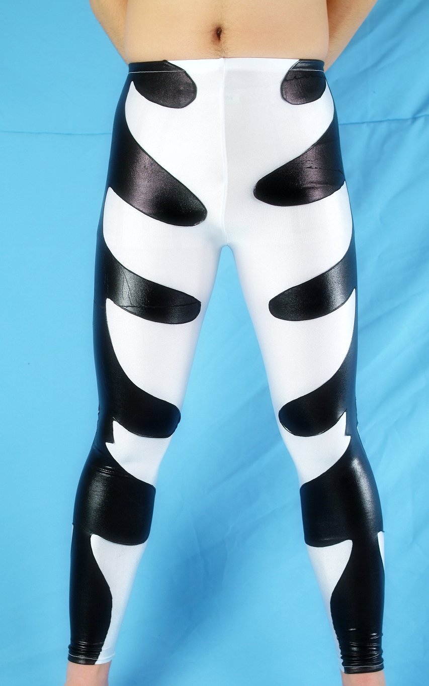 Black White Spandex Leggings For Men