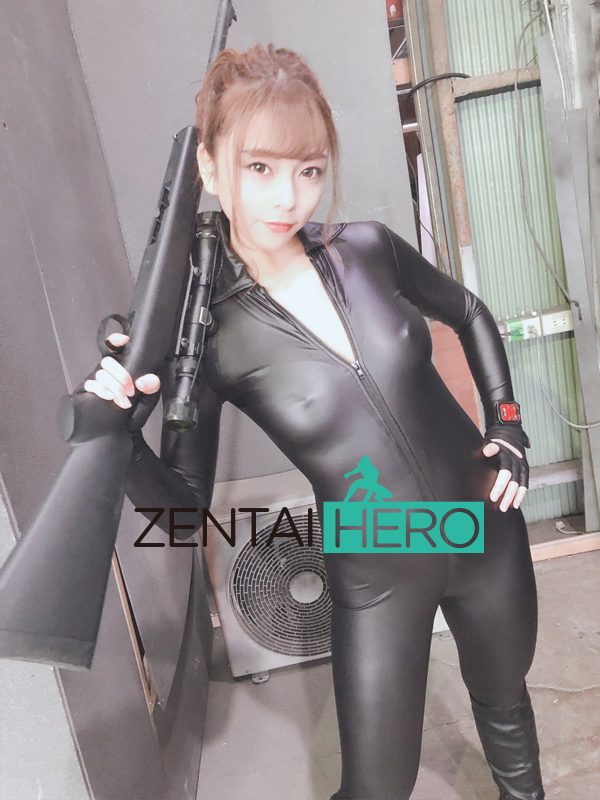 Sexual Dynamite Heroine Investigator Black PU Cosplay Catsuit