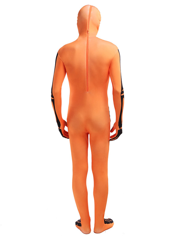 Orange Skeleton Cosplay Halloween Costume Zentai Bodysuit