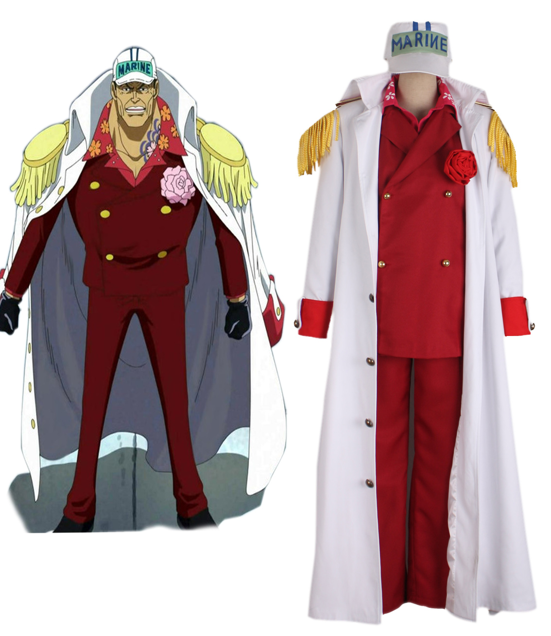 One piece Red Dog Akainu Sakazuki Navy Admiral Uniform Cosplay C