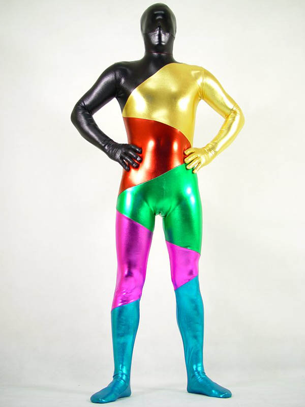 Rainbow Halloween Costume Shiny Metallic Zentai