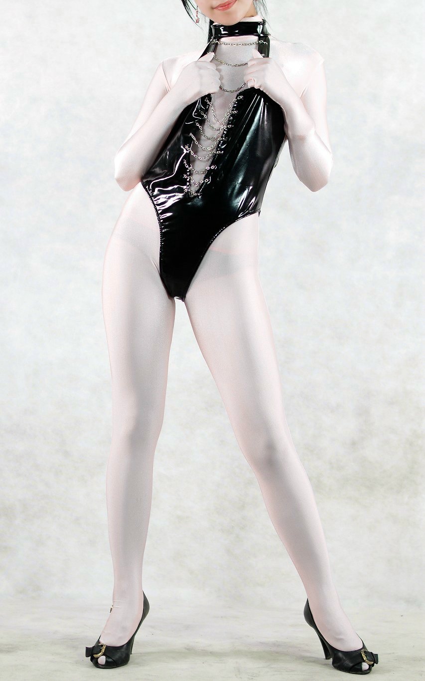 Women Sexy Black PVC Leotard